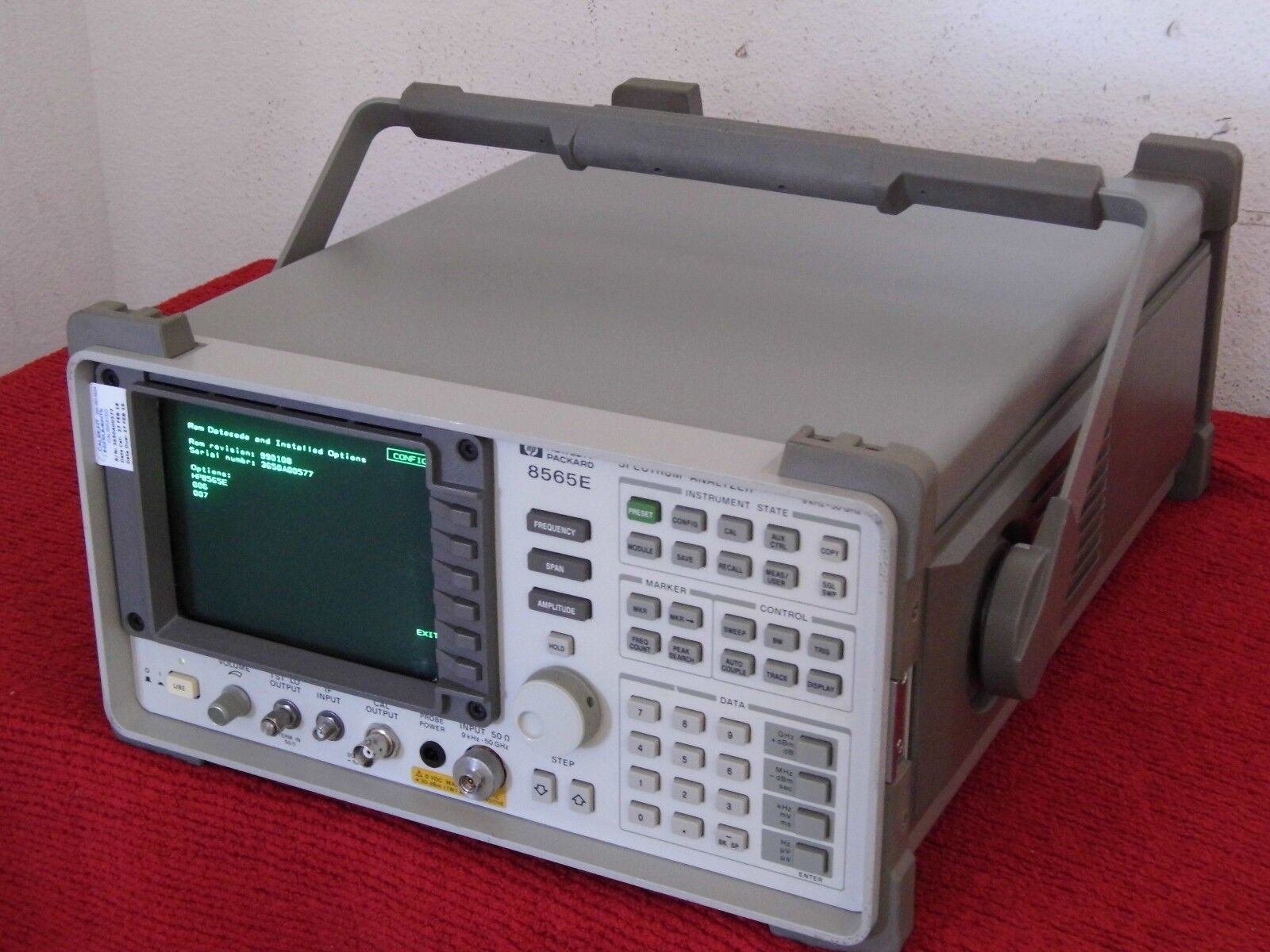 Agilent 8565E opt's 006/007 Spectrum Analyzer, 30Hz to 50GHz NIST w/DATA Agilent 8565E opt's 006/007 Spectrum Analyzer, 30Hz to 50GHz NIST w/DATA